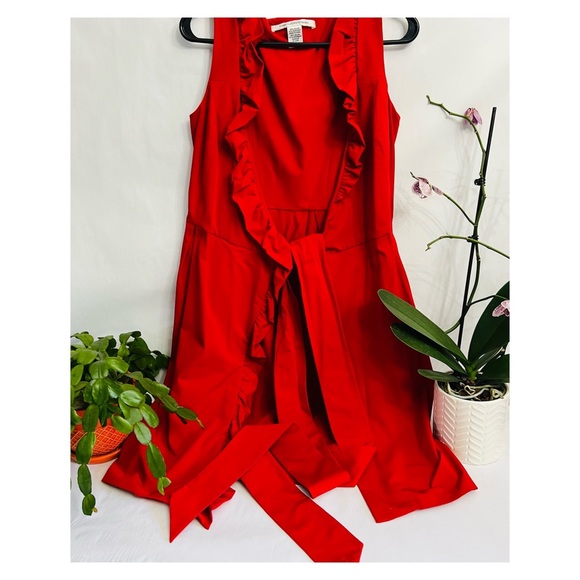 DVF Iconic Nylon Ruffle Mini Wrap Dress •  ‘Andra’ - Picture 6 of 10